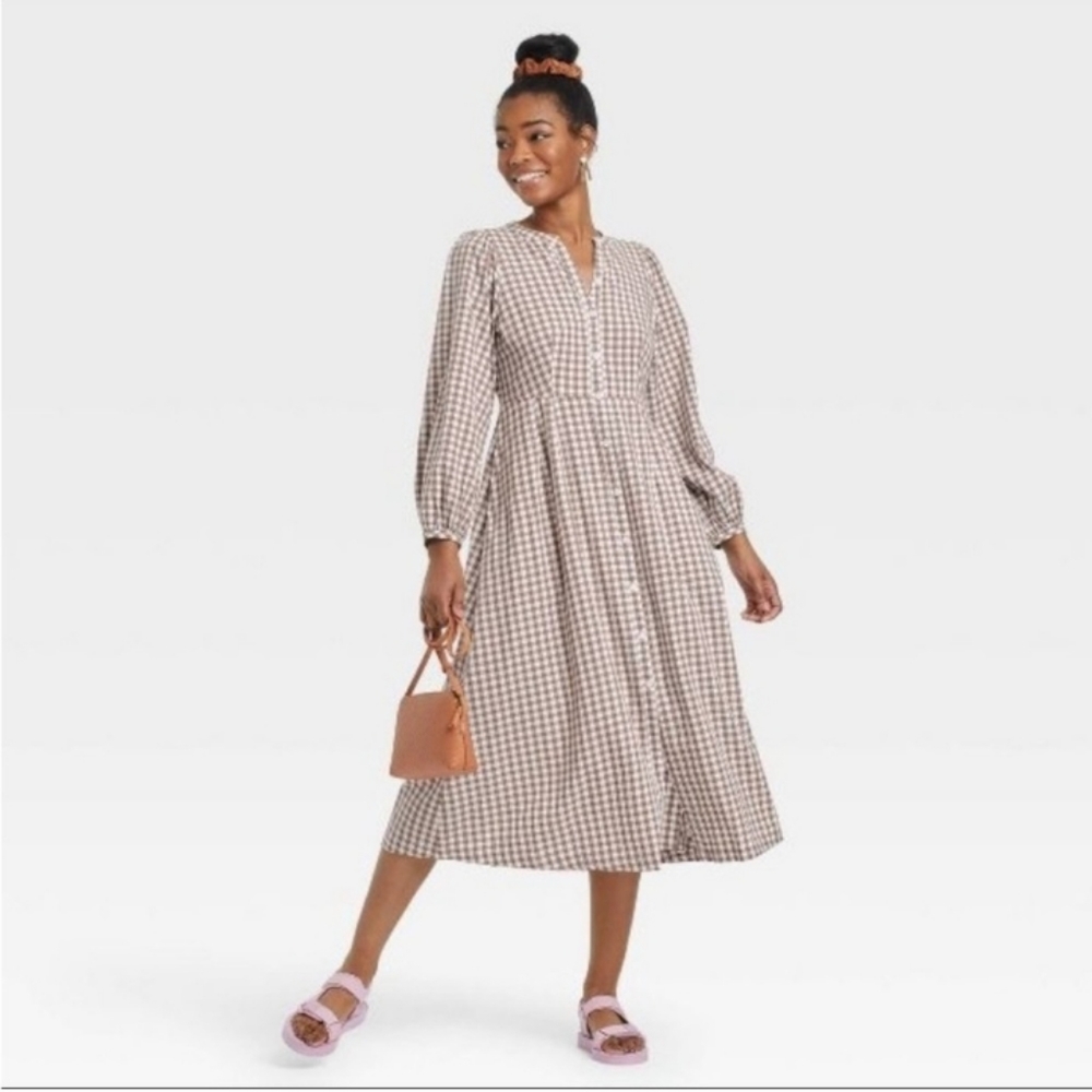 Universal Thread Gingham Button Midi Dress